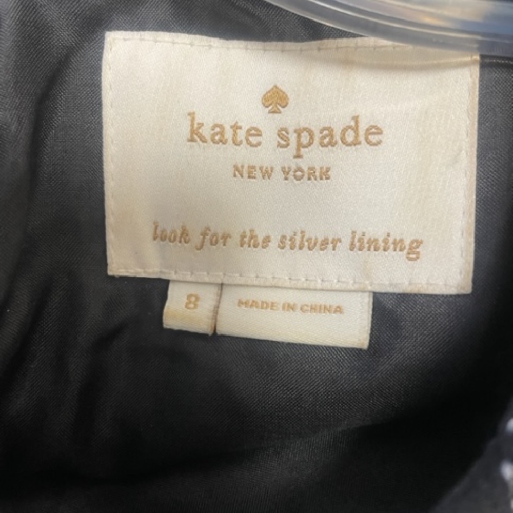 KATE SPADE Black Tweed Woodland Dress w Lamb Leather Trim - Picture 7 of 11